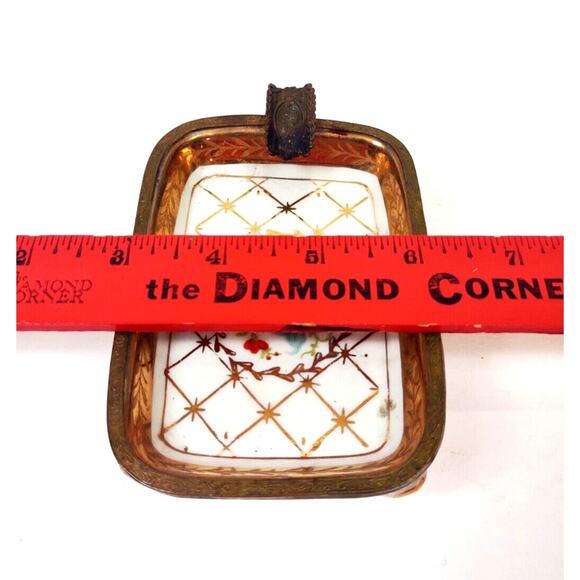 Antique Porcelain Germany Kalk Crossed Arrows Mark Gilt Ashtray Hand Painted - Picture 7 of 8